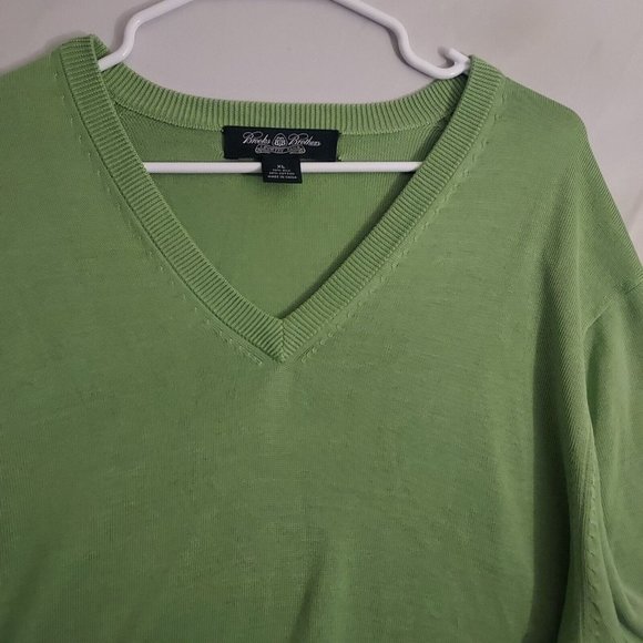 Brooks Brothers Sweater Mens Extra Large Silk Blend V Neck Country Club Green - Picture 4 of 8